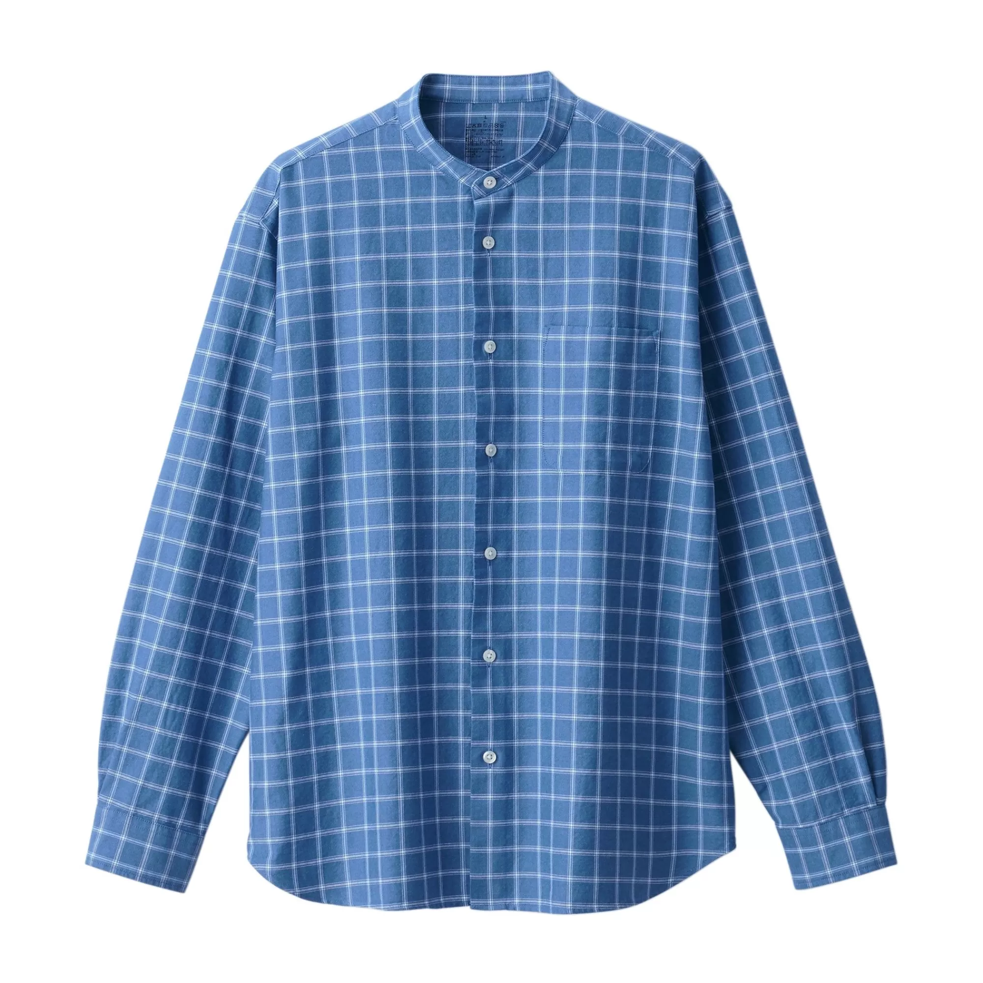 MUJI Men'S Washed Oxford Stand Collar Patterned Long Sleeve Shirt Online