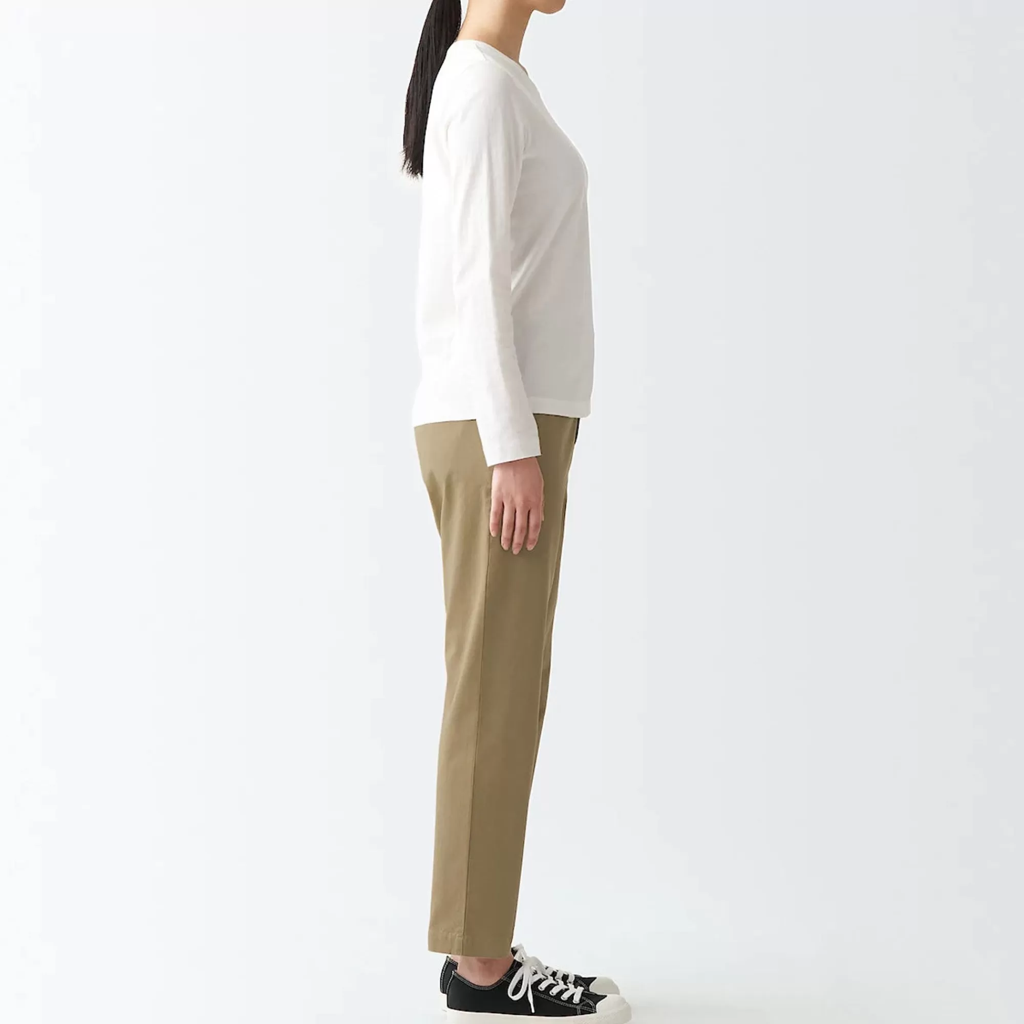 MUJI Women'S 4-Way Stretch Chino Slim Tapered Pants (L 30Inch / 75Cm) Flash Sale