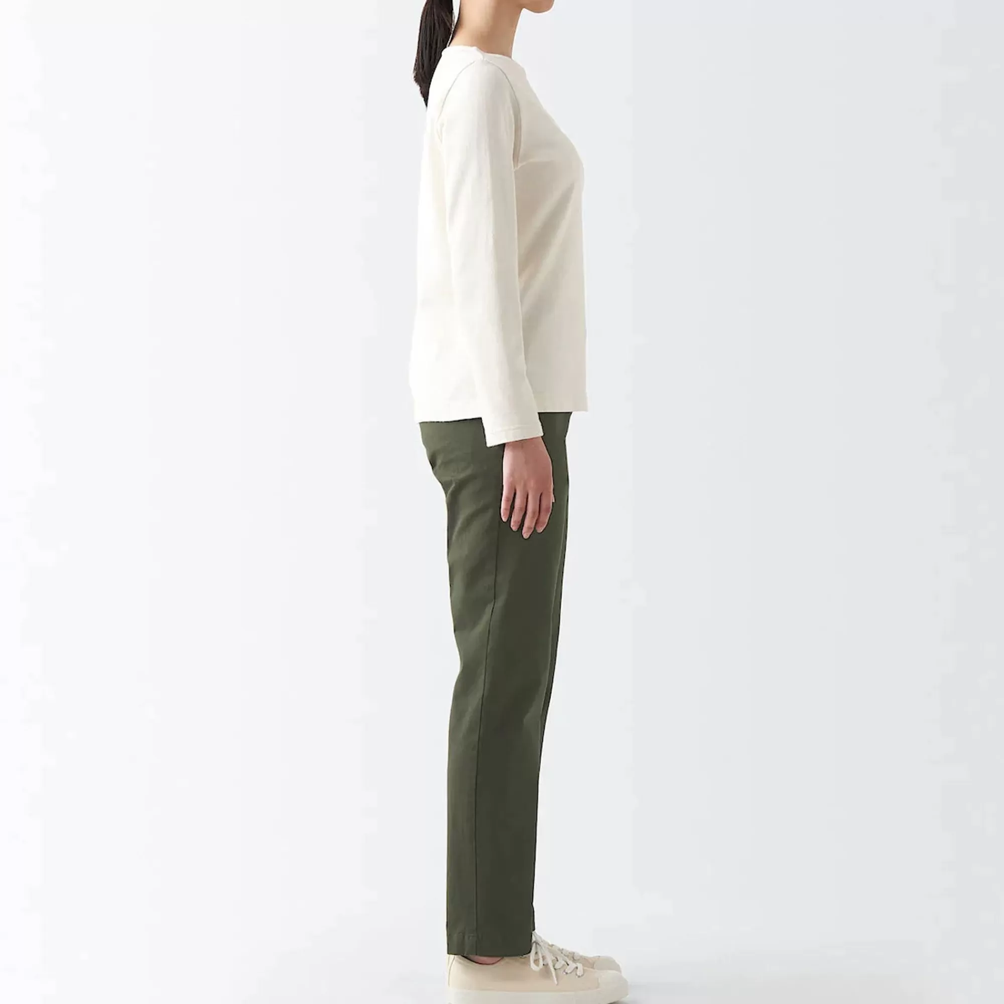 MUJI Women'S 4-Way Stretch Chino Slim Tapered Pants (L 32Inch / 82Cm) Store