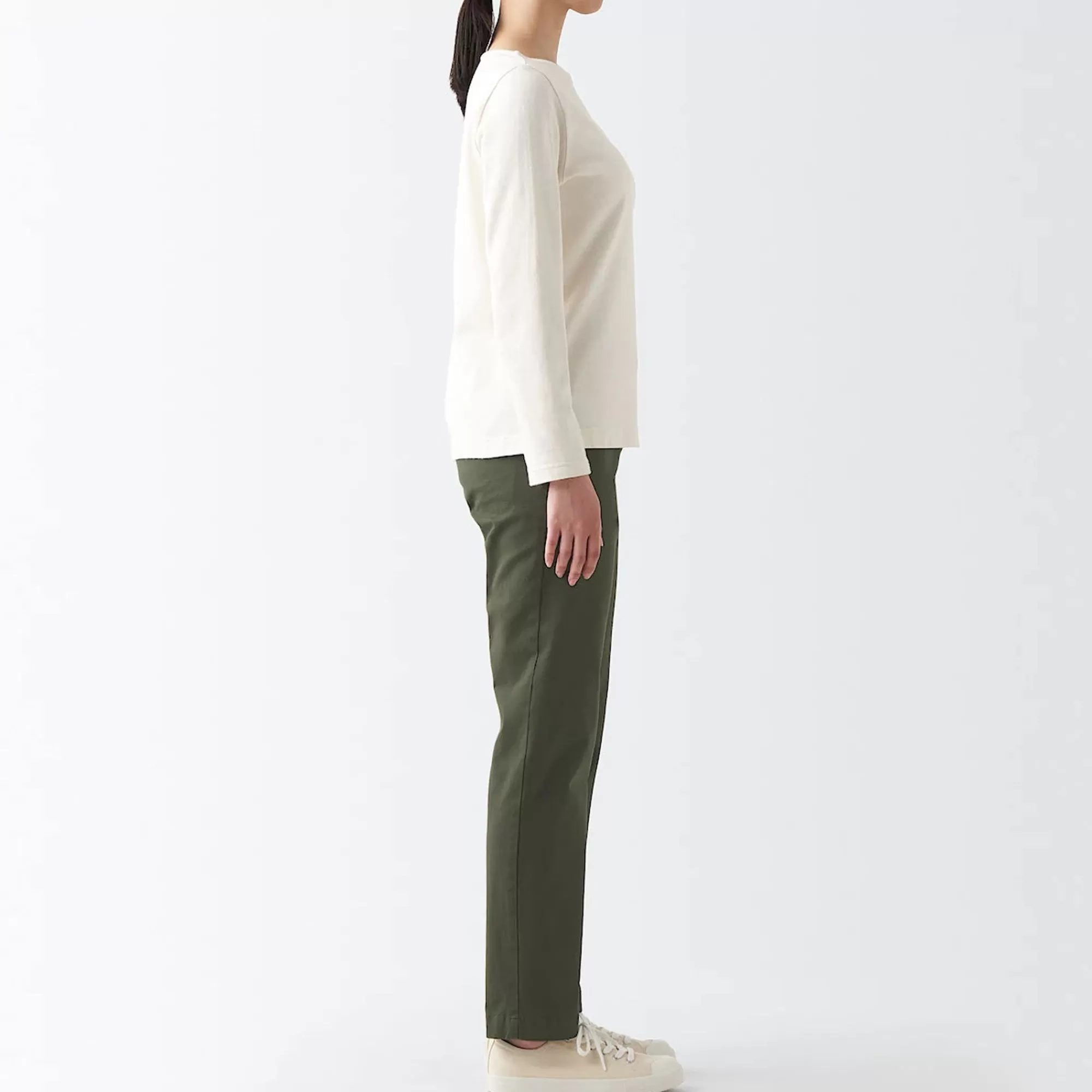 MUJI Women'S 4-Way Stretch Chino Slim Tapered Pants (L 32Inch / 82Cm) New