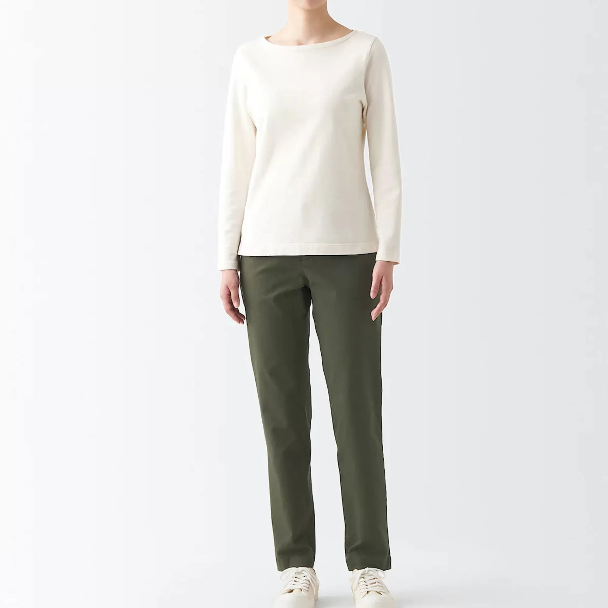 MUJI Women'S 4-Way Stretch Chino Slim Tapered Pants (L 32Inch / 82Cm) New