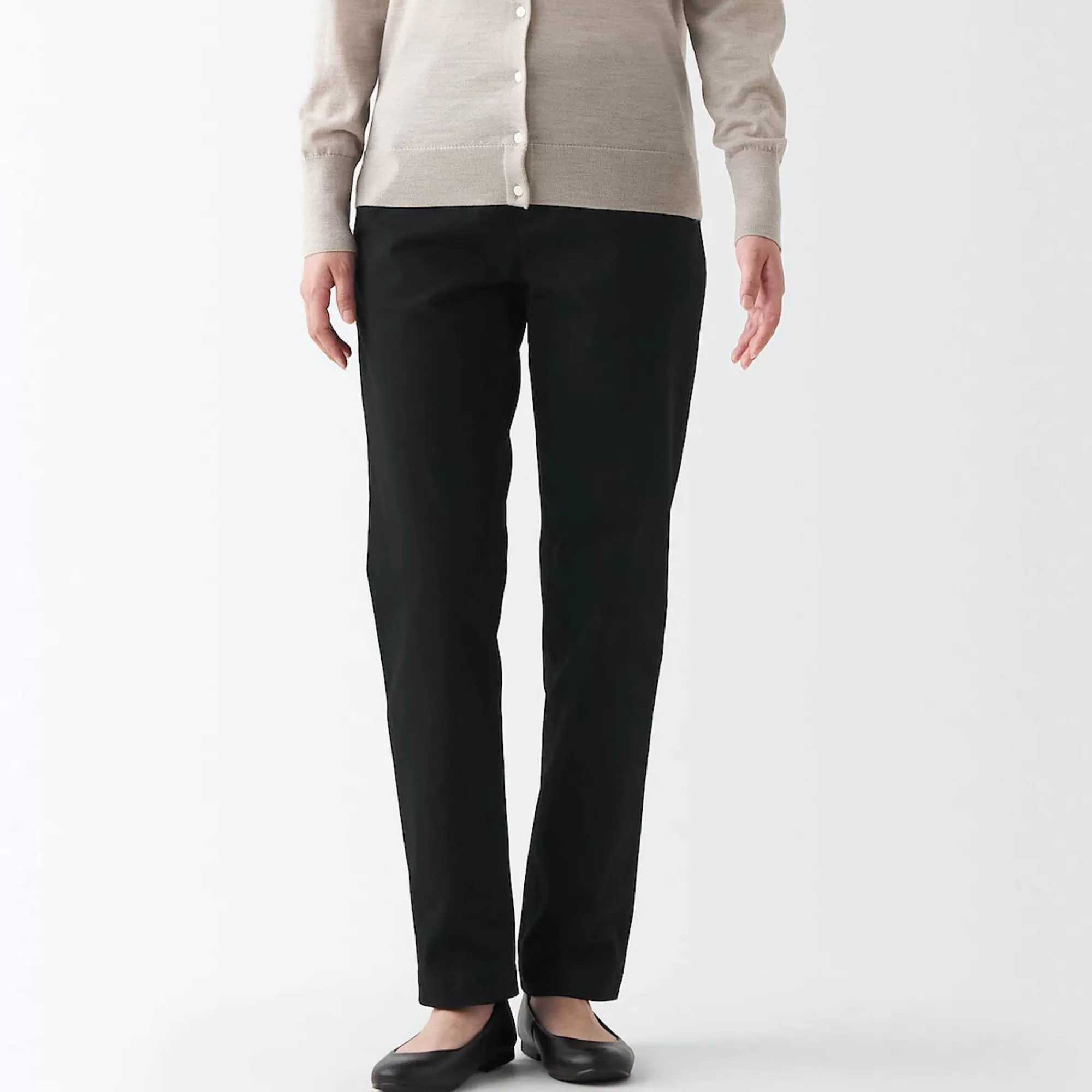 MUJI Women'S 4-Way Stretch Chino Slim Tapered Pants (L 32Inch / 82Cm) New