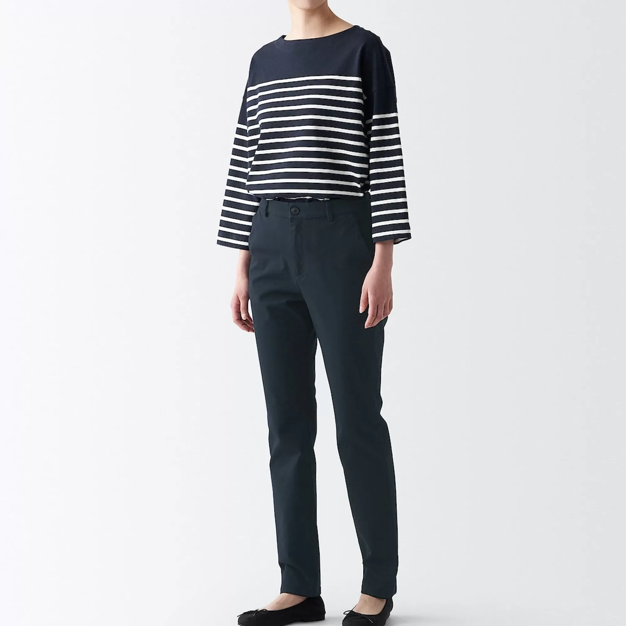 MUJI Women'S 4-Way Stretch Chino Slim Tapered Pants (L 32Inch / 82Cm) Flash Sale