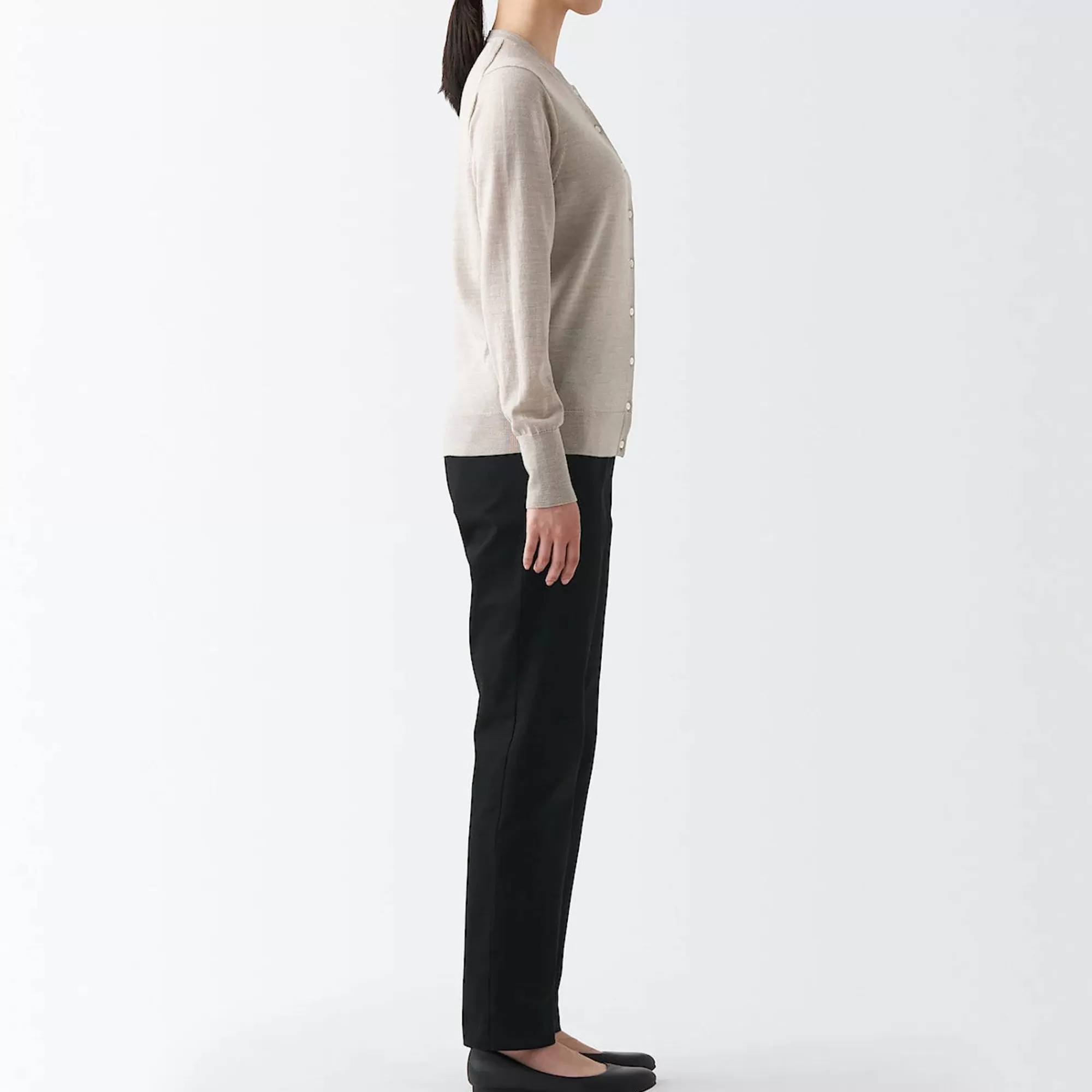 MUJI Women'S 4-Way Stretch Chino Slim Tapered Pants (L 32Inch / 82Cm) New
