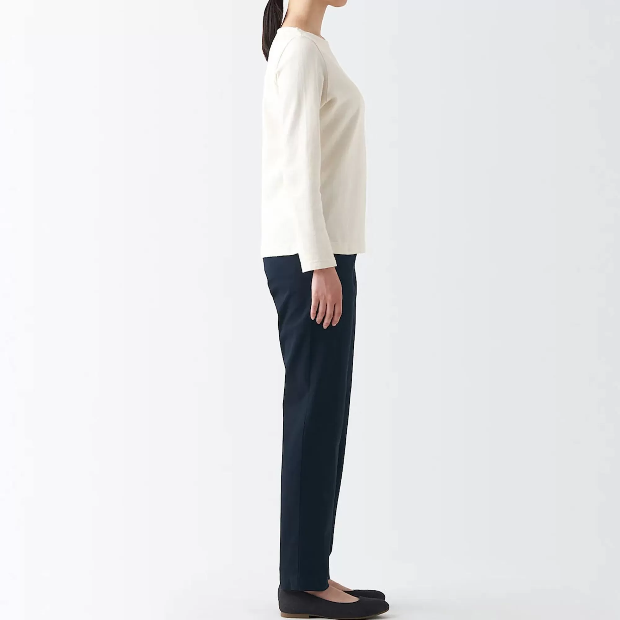MUJI Women'S 4-Way Stretch Chino Slim Tapered Pants (L 32Inch / 82Cm) New