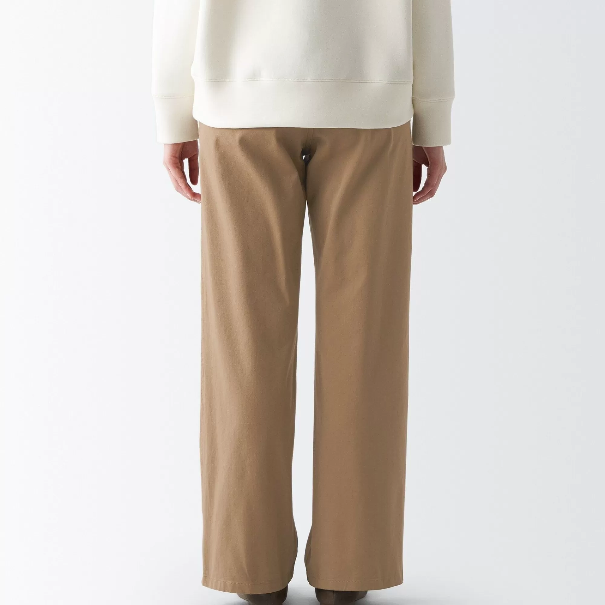 MUJI Women'S 4-Way Stretch Chino Wide Straight Pants (L 32Inch / 82Cm) Sale