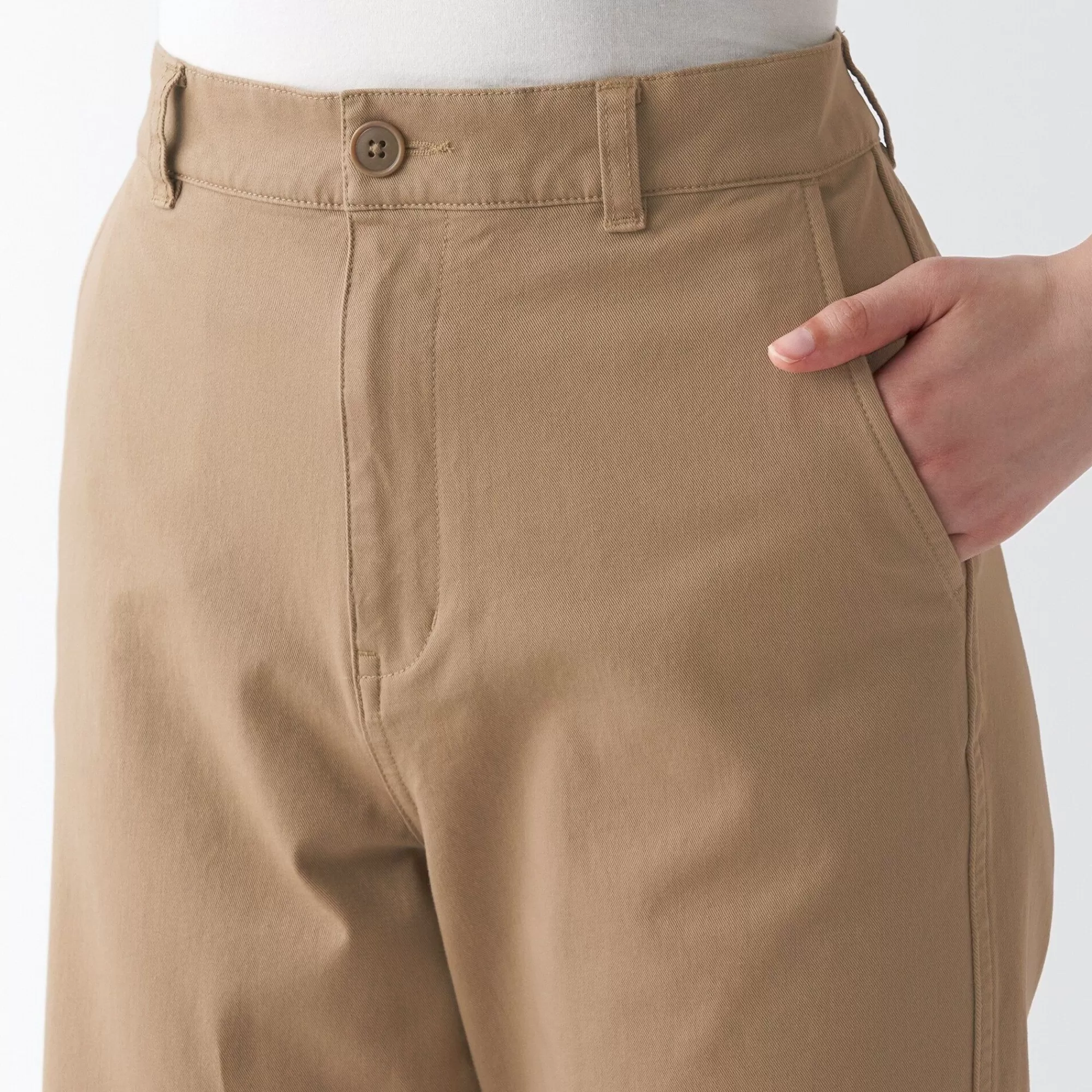 MUJI Women'S 4-Way Stretch Chino Wide Straight Pants (L 32Inch / 82Cm) Sale