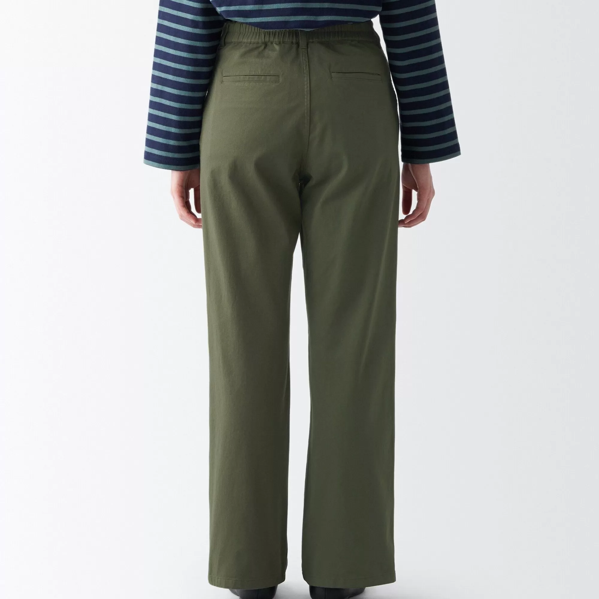MUJI Women'S 4-Way Stretch Chino Wide Straight Pants (L 32Inch / 82Cm) Sale