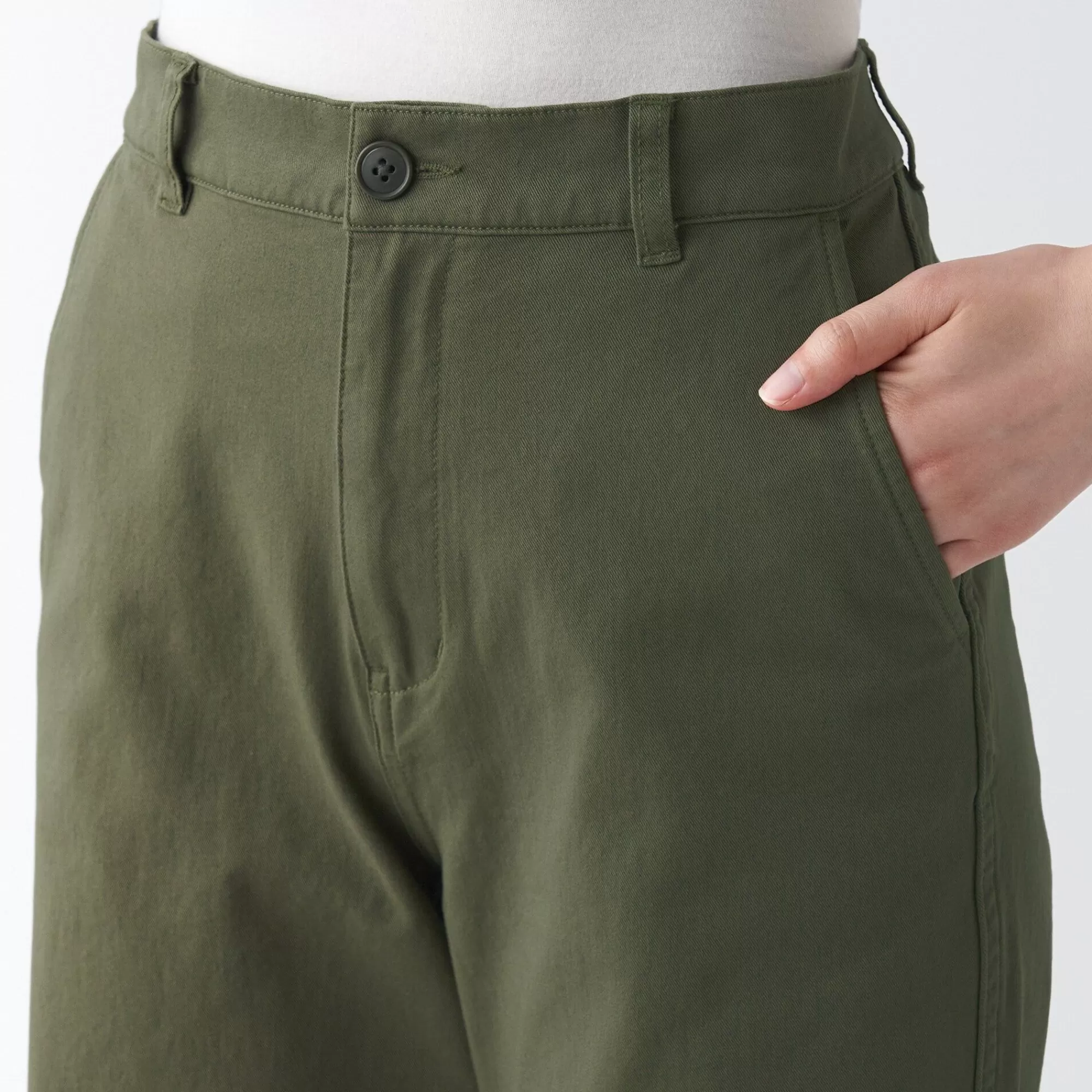MUJI Women'S 4-Way Stretch Chino Wide Straight Pants (L 32Inch / 82Cm) Sale