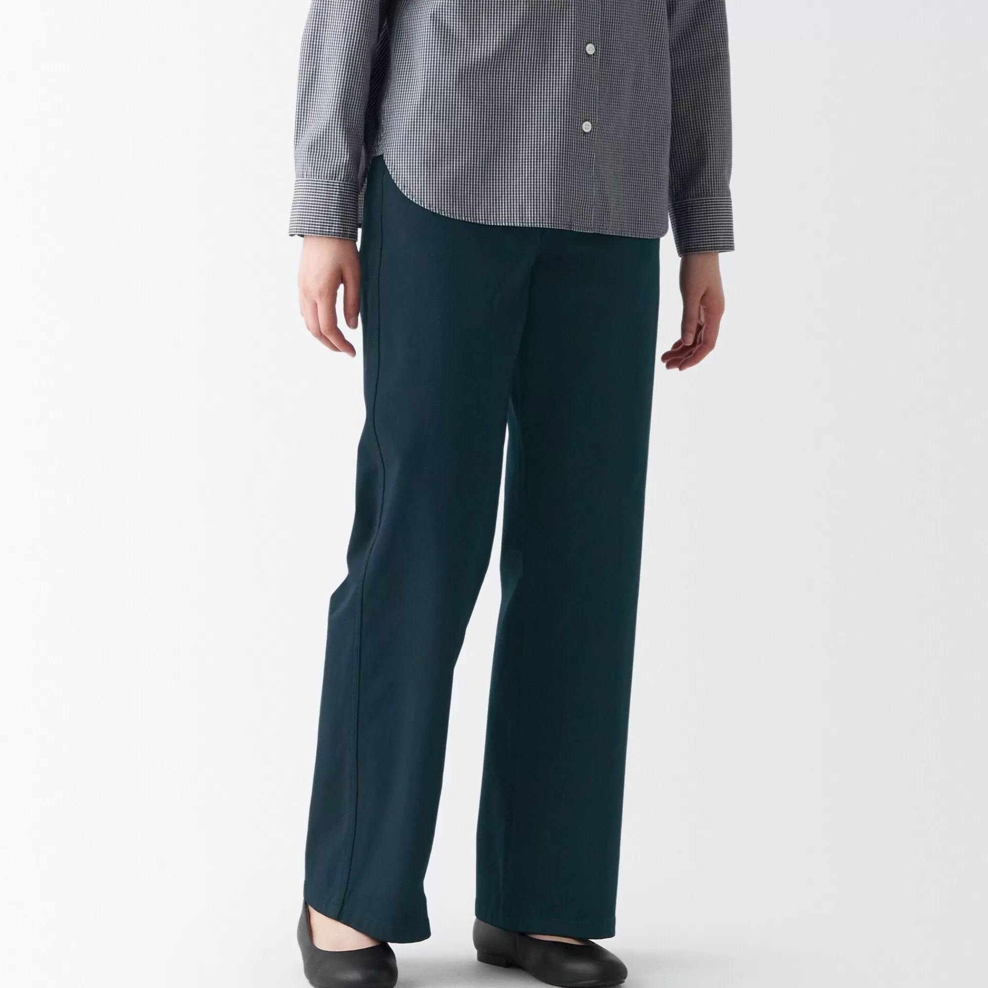 MUJI Women'S 4-Way Stretch Chino Wide Straight Pants (L 32Inch / 82Cm) Sale