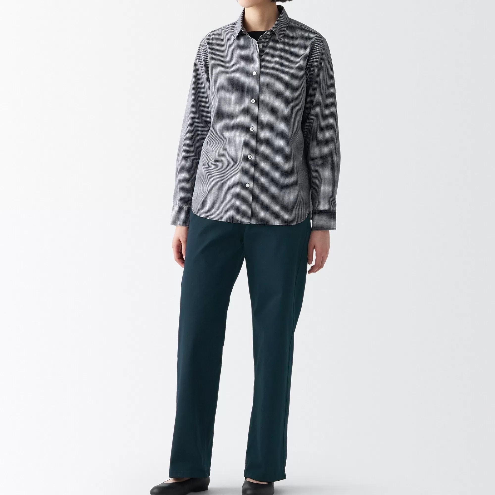 MUJI Women'S 4-Way Stretch Chino Wide Straight Pants (L 32Inch / 82Cm) Sale