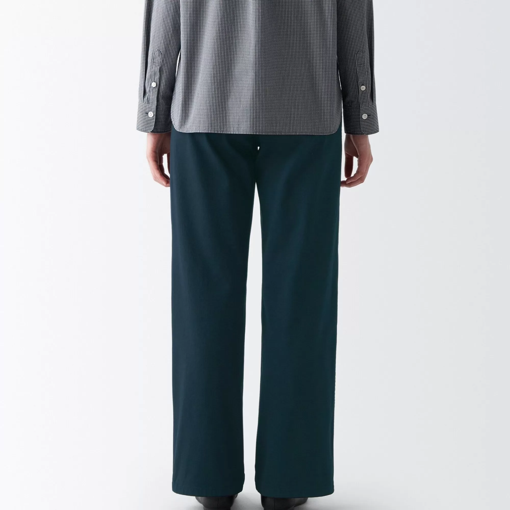 MUJI Women'S 4-Way Stretch Chino Wide Straight Pants (L 32Inch / 82Cm) Sale