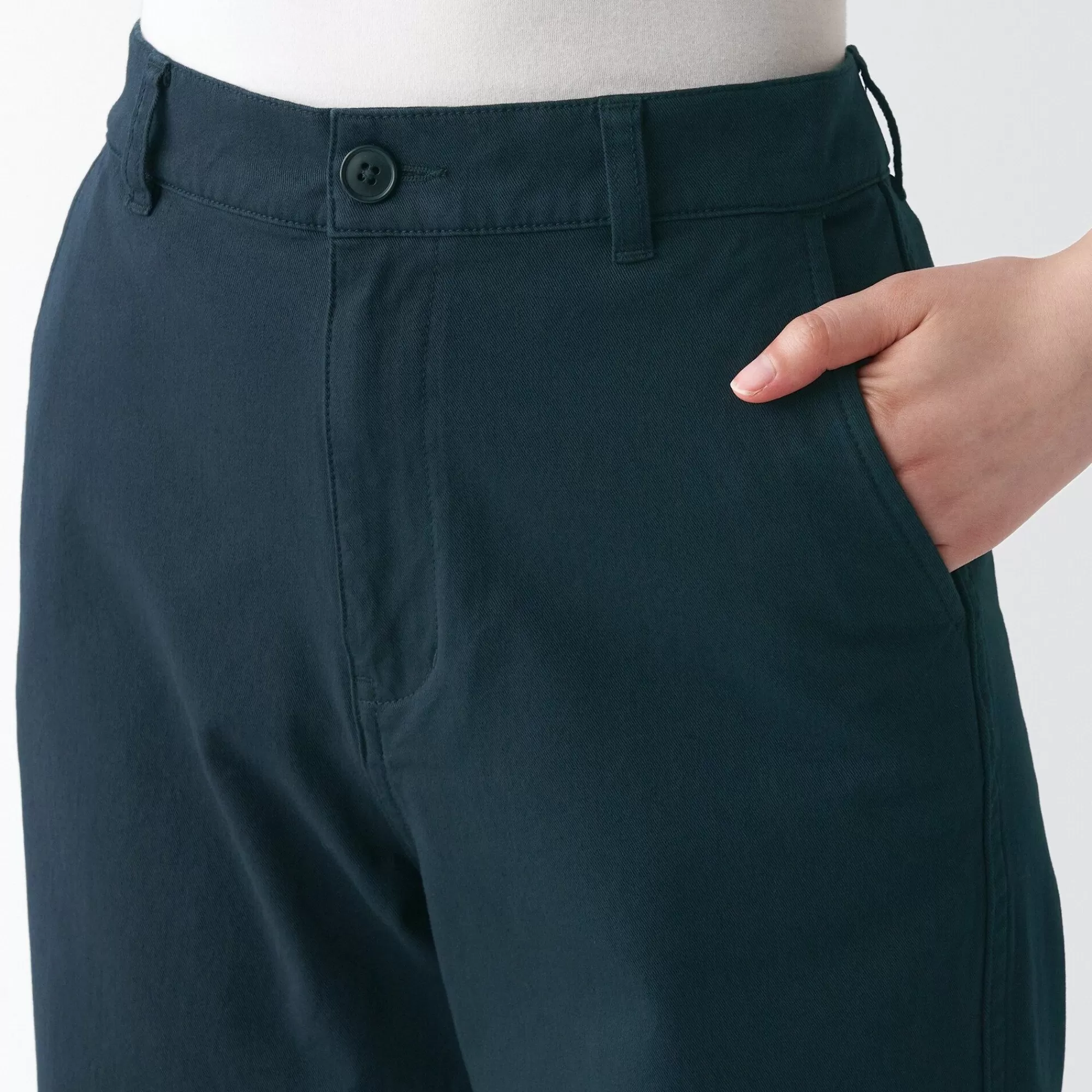 MUJI Women'S 4-Way Stretch Chino Wide Straight Pants (L 32Inch / 82Cm) Sale