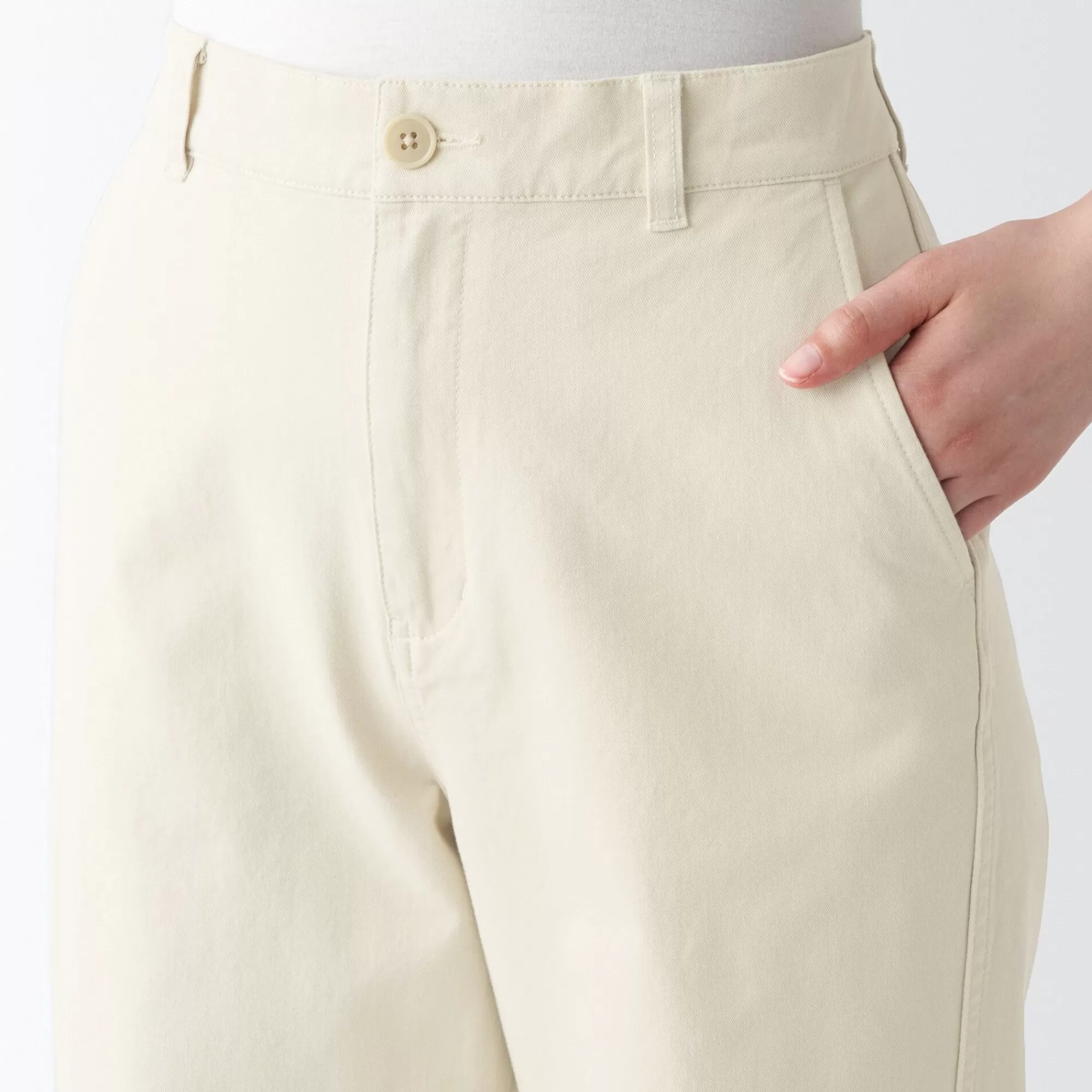 MUJI Women'S 4-Way Stretch Chino Wide Straight Pants (L 32Inch / 82Cm) Sale