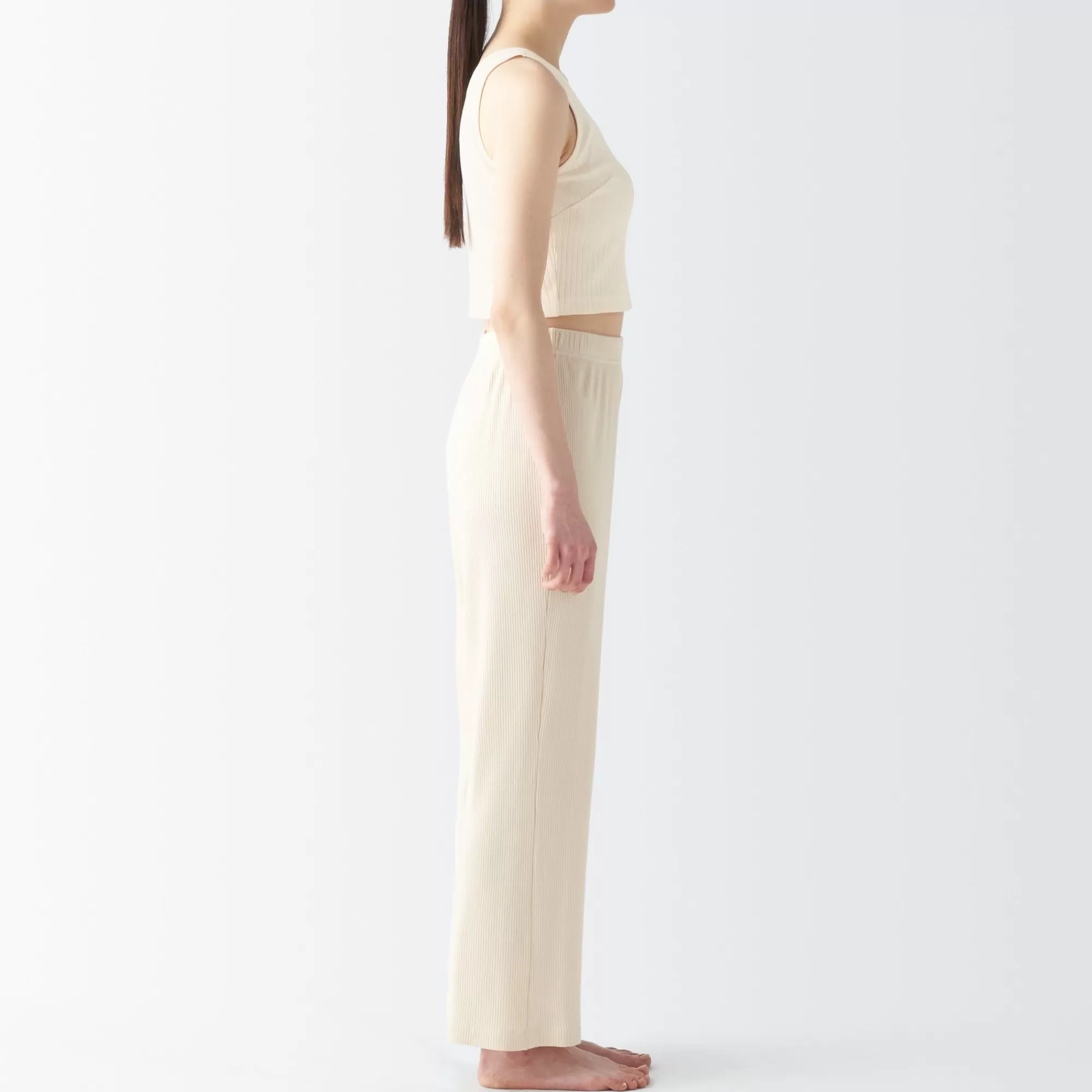 MUJI Women'S Cotton Stretch Ribbed Short Tank Top With Bra Hot