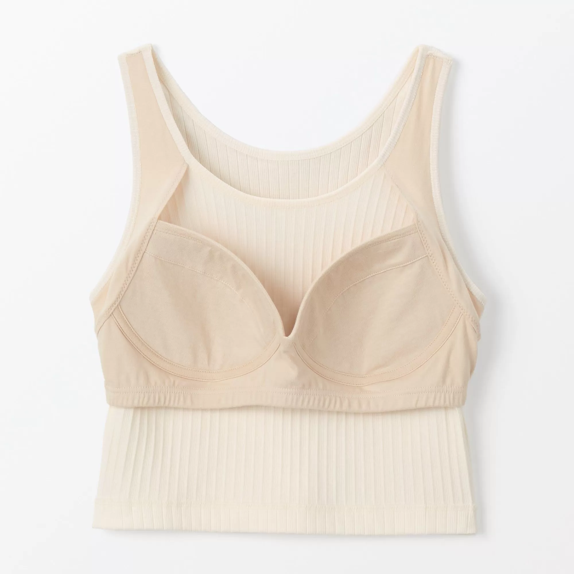 MUJI Women'S Cotton Stretch Ribbed Short Tank Top With Bra Hot