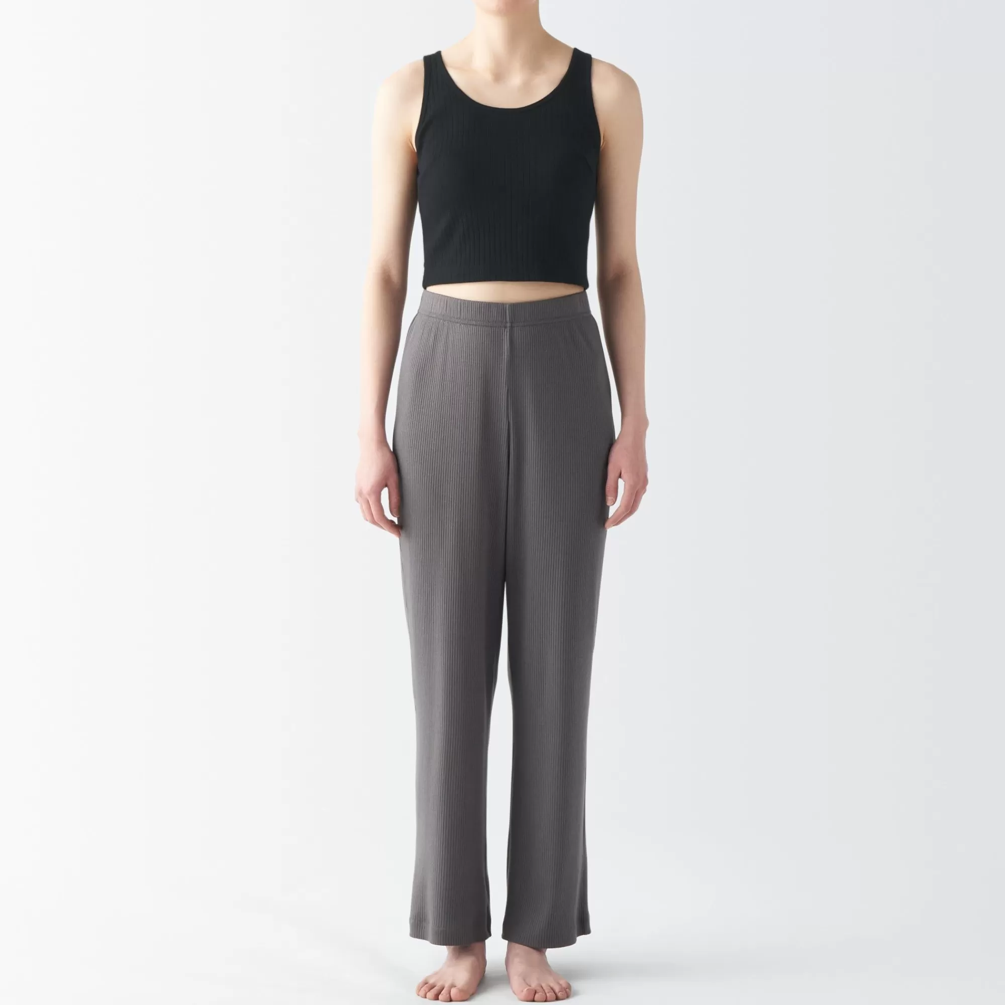 MUJI Women'S Cotton Stretch Ribbed Short Tank Top With Bra Hot