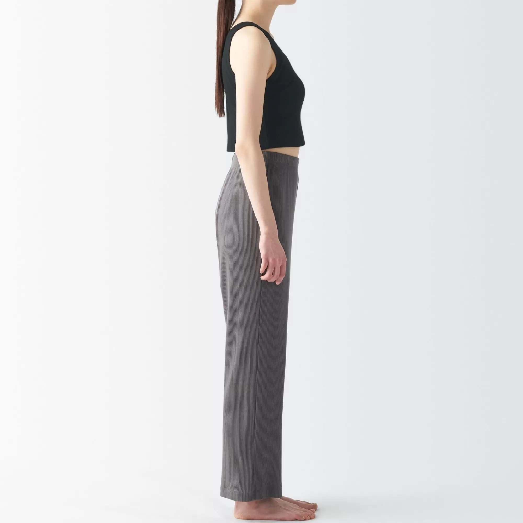 MUJI Women'S Cotton Stretch Ribbed Short Tank Top With Bra Hot