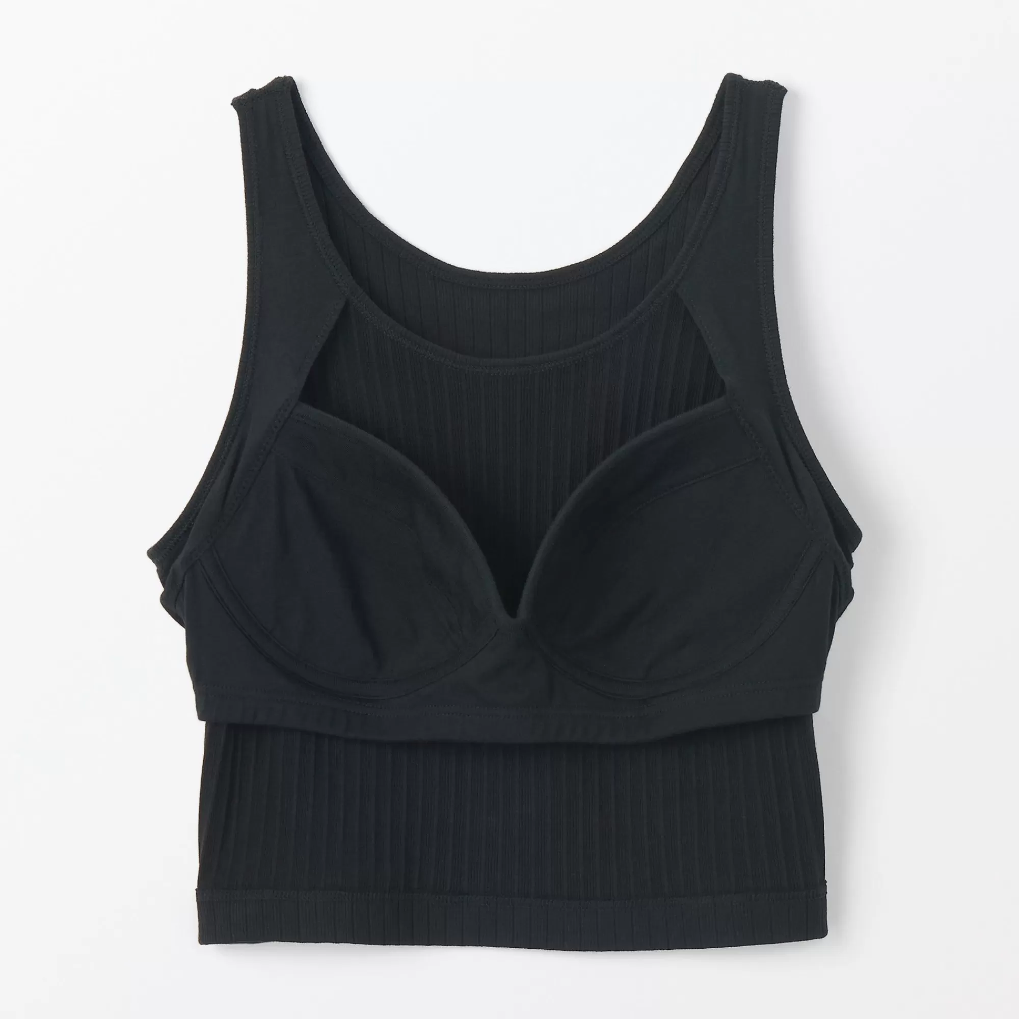 MUJI Women'S Cotton Stretch Ribbed Short Tank Top With Bra Hot