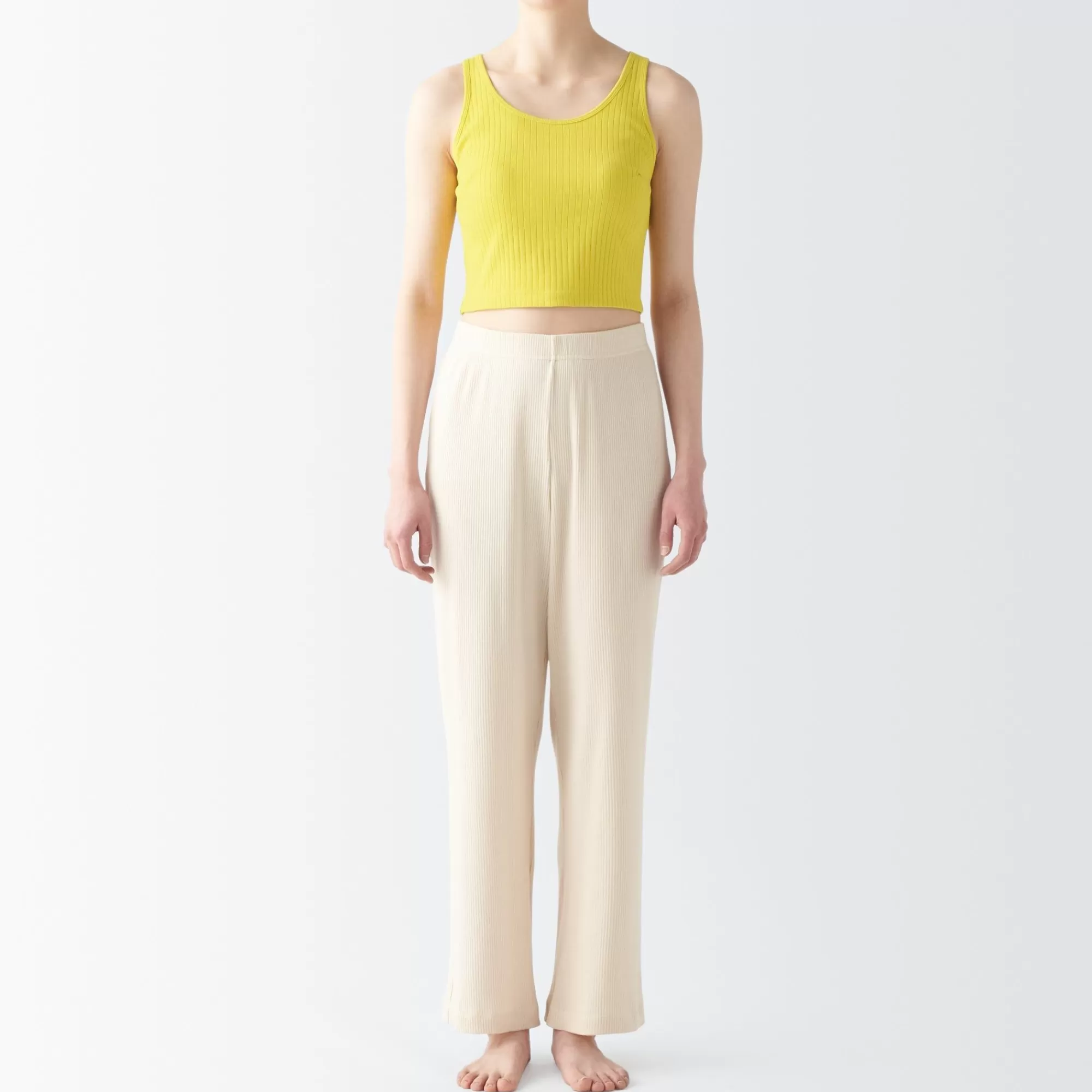 MUJI Women'S Cotton Stretch Ribbed Short Tank Top With Bra Hot