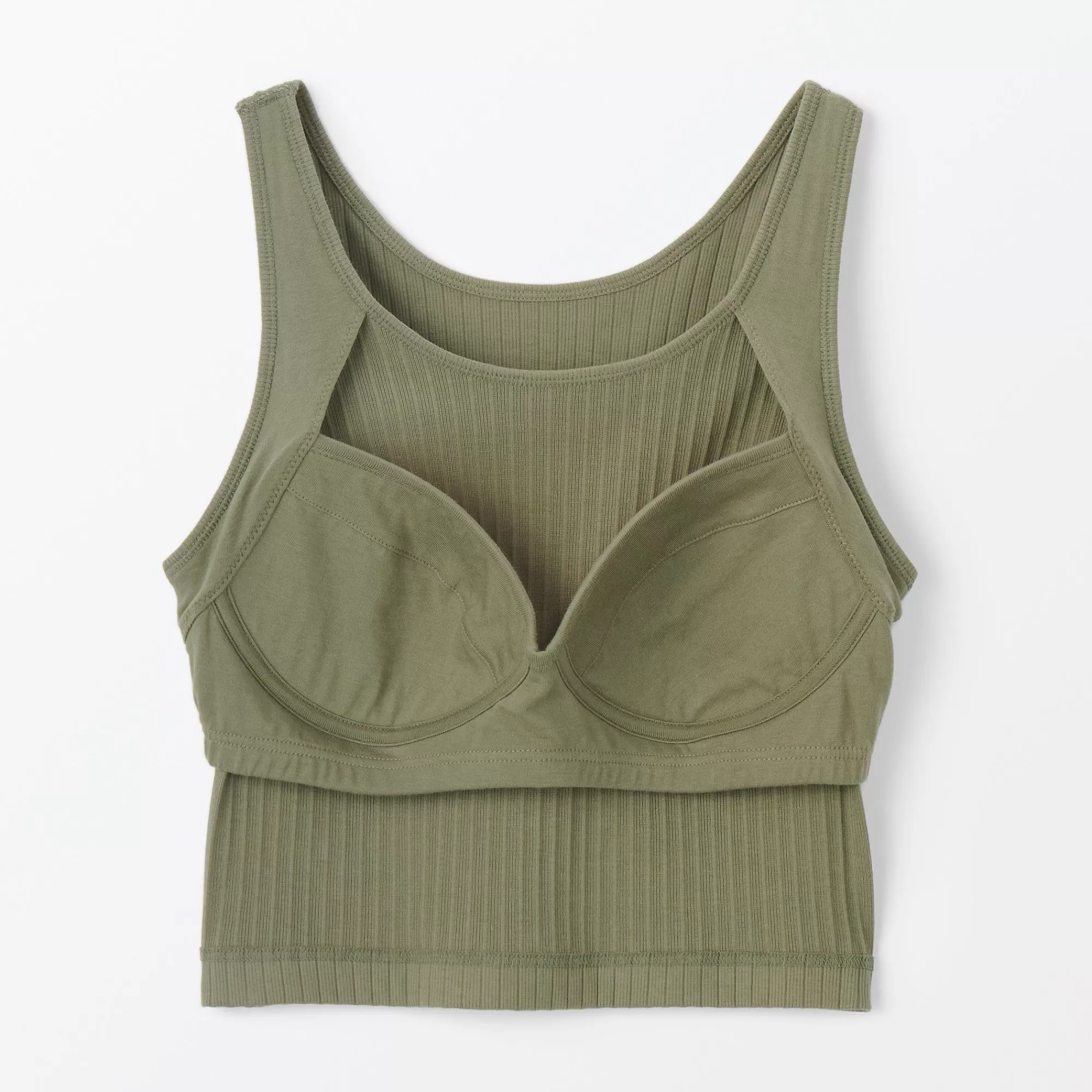 MUJI Women'S Cotton Stretch Ribbed Short Tank Top With Bra Hot