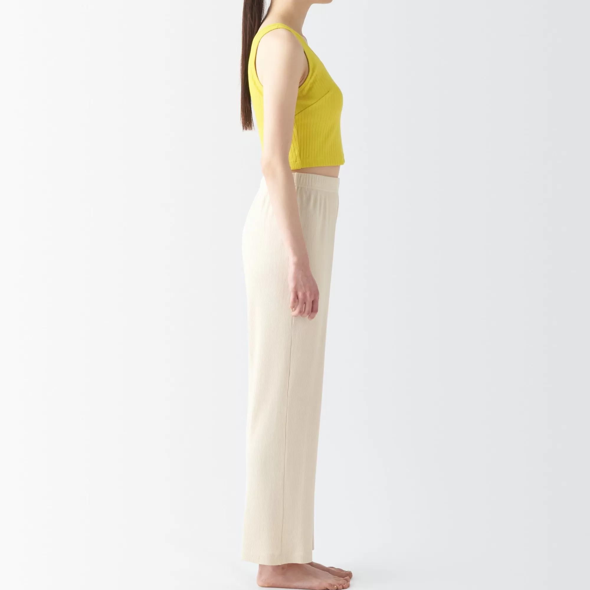 MUJI Women'S Cotton Stretch Ribbed Short Tank Top With Bra Hot