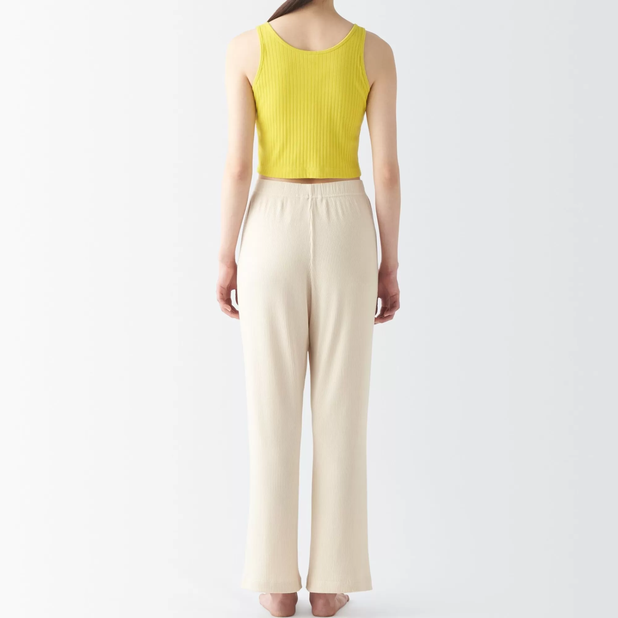MUJI Women'S Cotton Stretch Ribbed Short Tank Top With Bra Hot