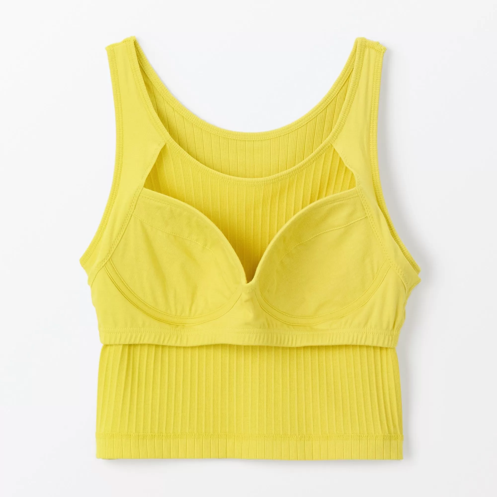 MUJI Women'S Cotton Stretch Ribbed Short Tank Top With Bra Hot
