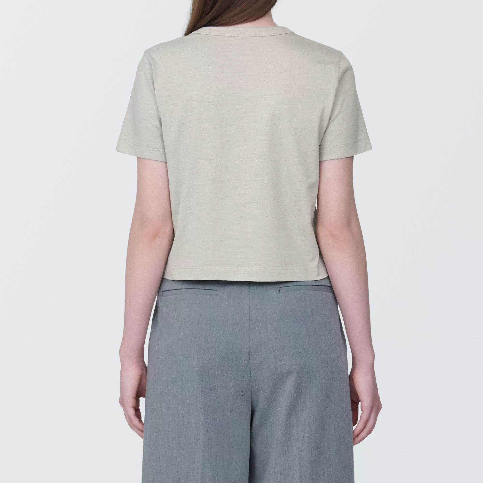 MUJI Women'S Slub Yarn Short Length Short Sleeve T-Shirt Best