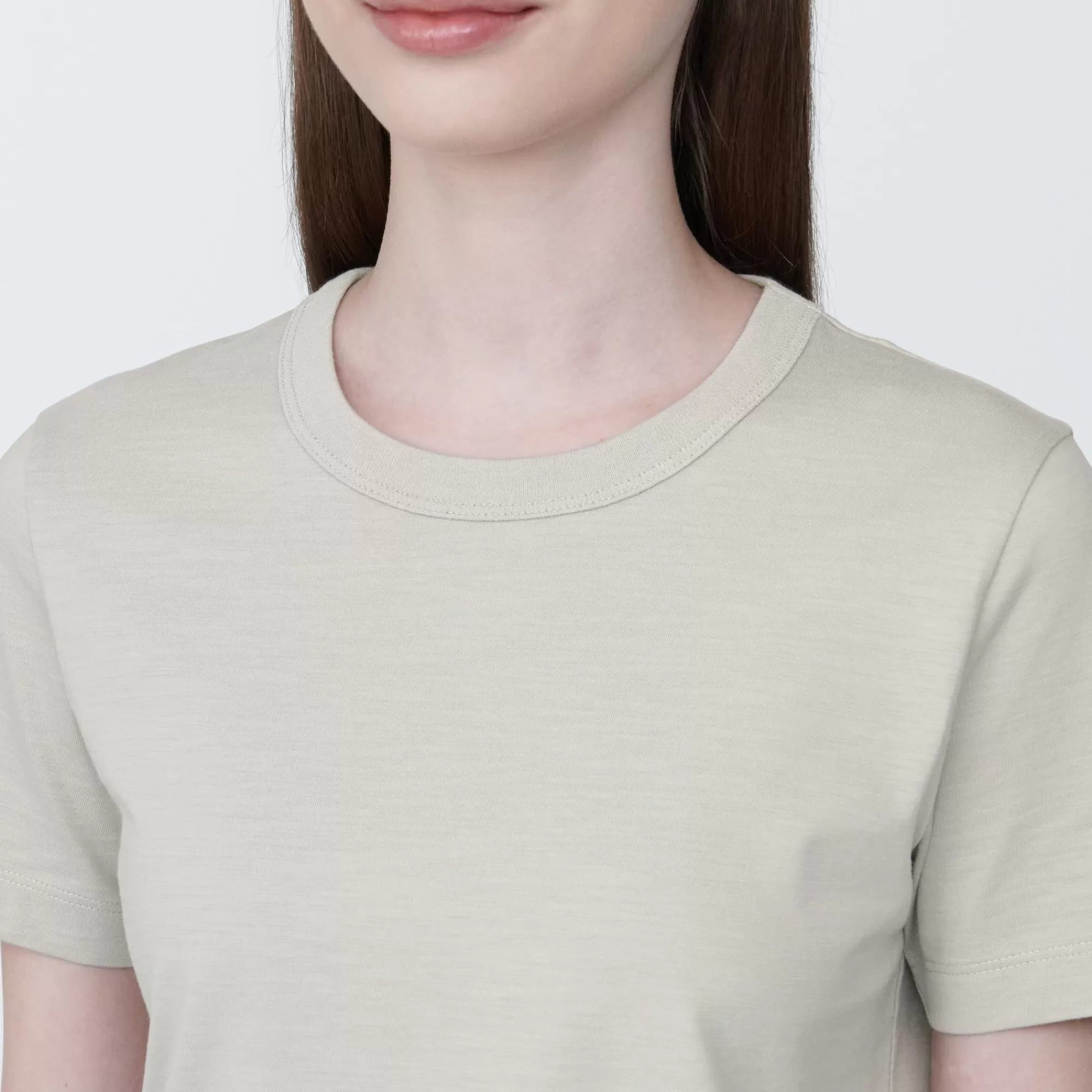 MUJI Women'S Slub Yarn Short Length Short Sleeve T-Shirt Best