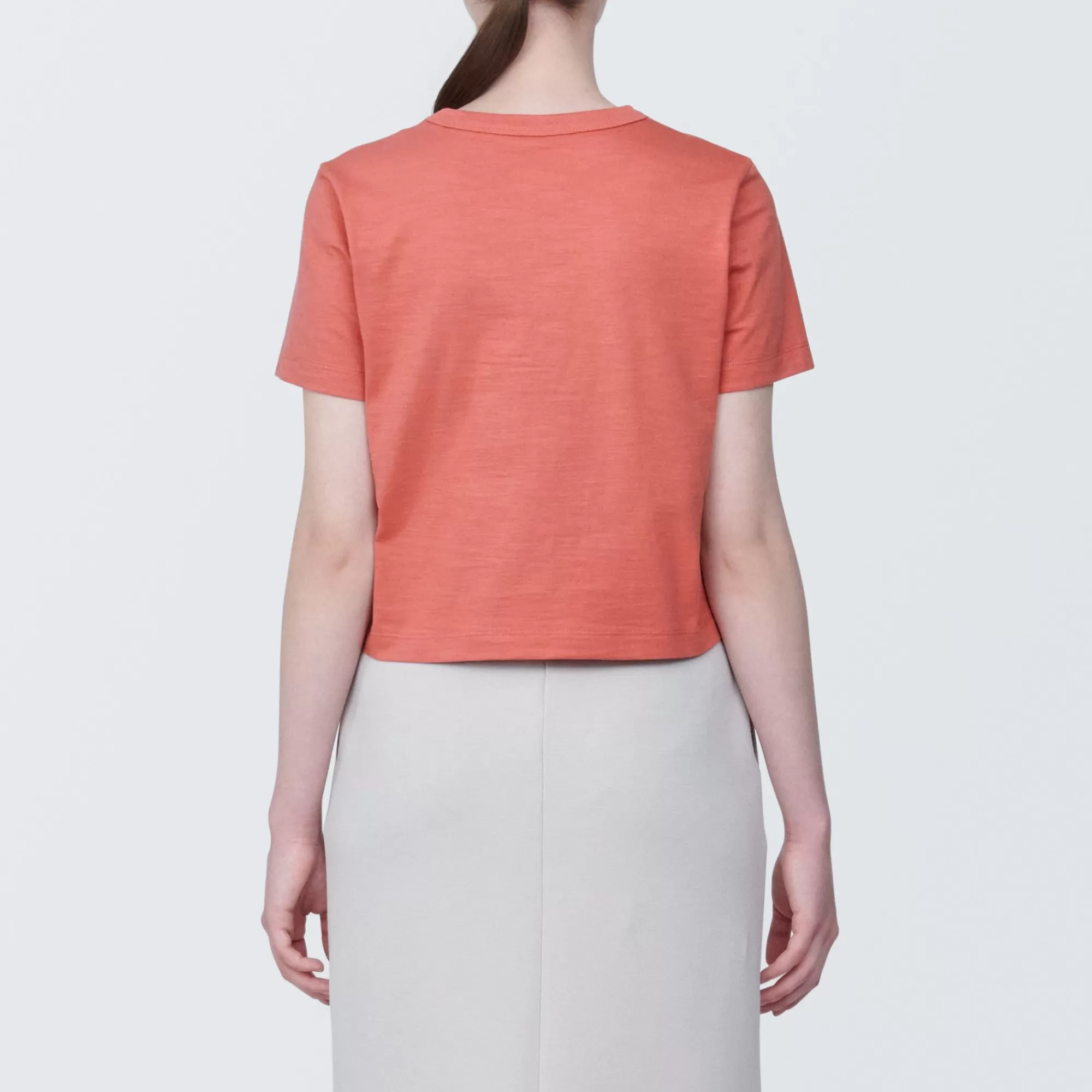 MUJI Women'S Slub Yarn Short Length Short Sleeve T-Shirt Best