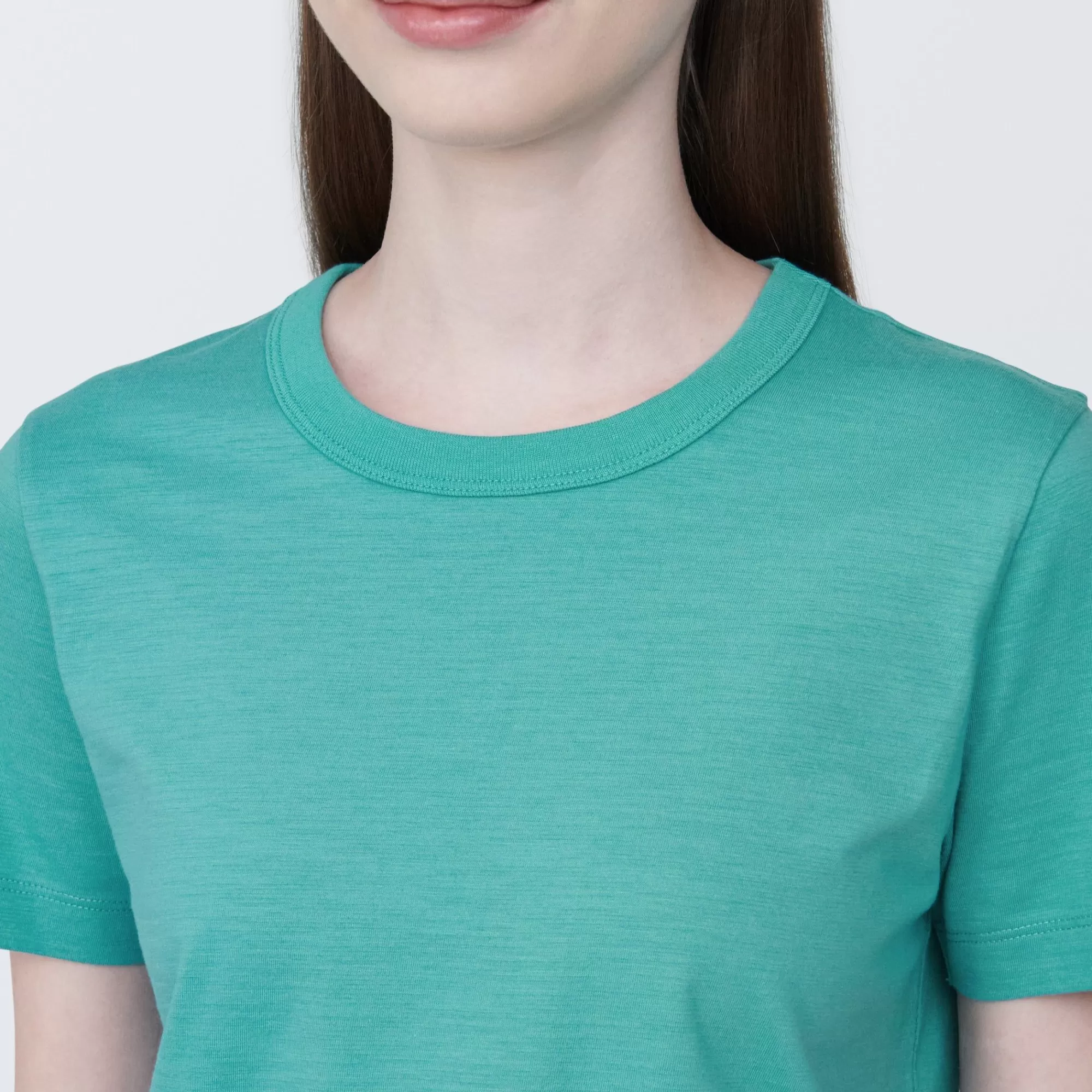 MUJI Women'S Slub Yarn Short Length Short Sleeve T-Shirt Best