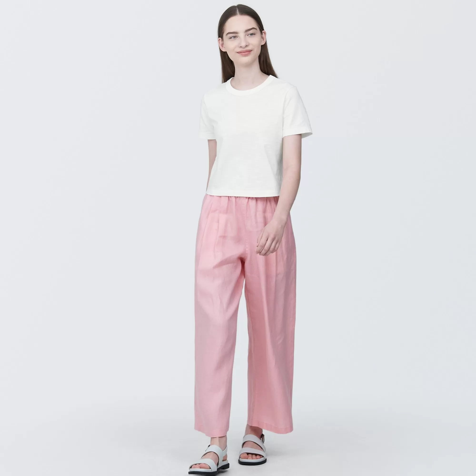 MUJI Women'S Slub Yarn Short Length Short Sleeve T-Shirt Best