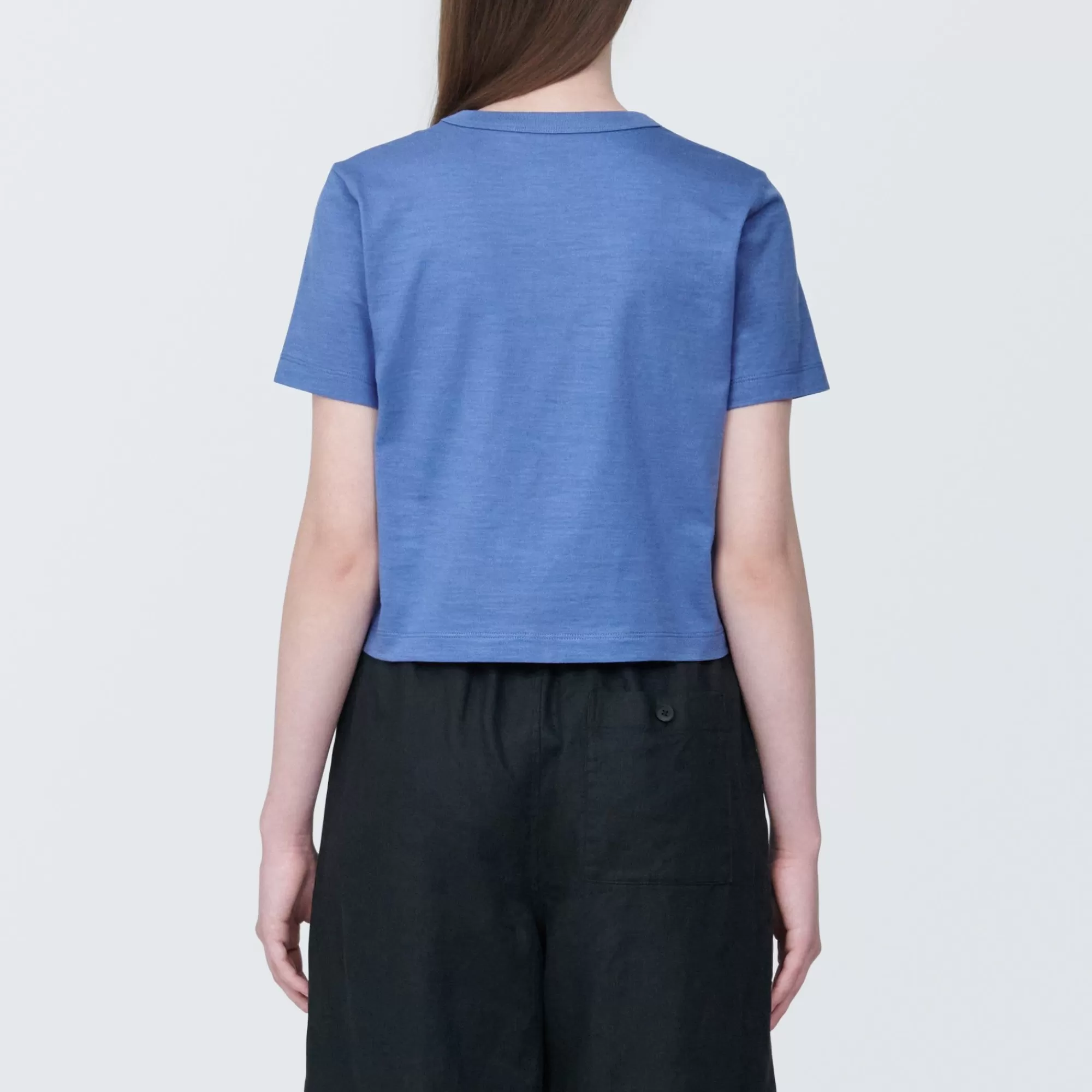 MUJI Women'S Slub Yarn Short Length Short Sleeve T-Shirt Best